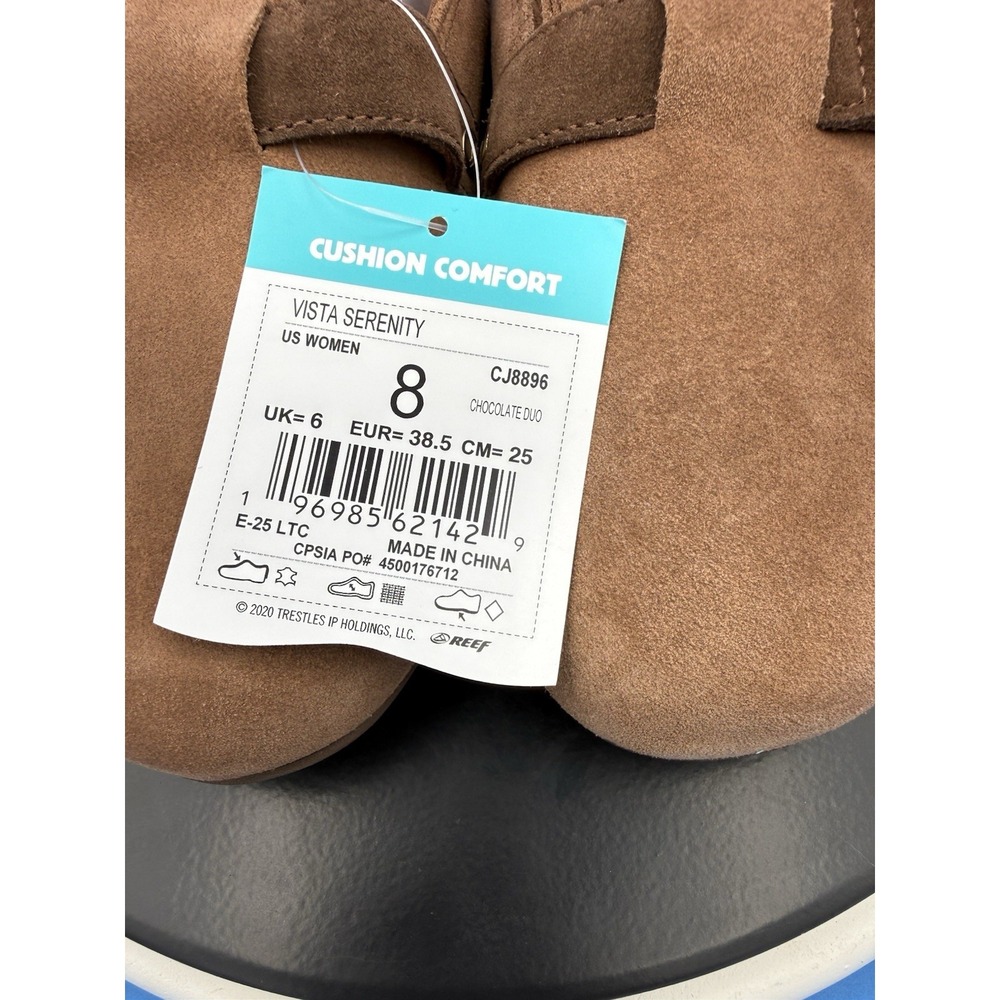 Reef Vista Serenity Womens Size 8 Chocolate Suede Slip On Clogs Mule CJ8896 NEW - Picture 5 of 11